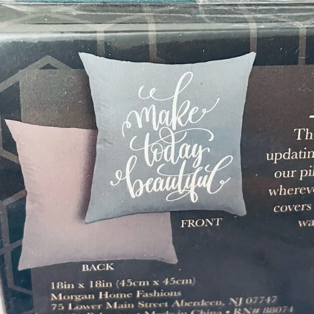 NWT Make Today Beautiful 18×18 Sage Green / Grey Reversible pillow/Cushion Cover